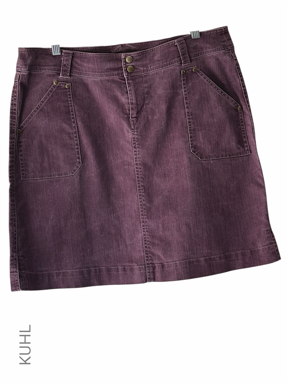 KUHL LIKE NEW STIRR ADVENTURE DENIM CARGO SKIRT POCKETS COTTON BLEND BROWN | 14